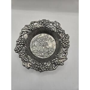 VTG Arthur Court Bowl Grapes Leaves Leaf Vines 1995 Embossed Tuscan Signed